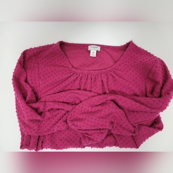 J. Crew Long Sleeve Polka Dot Pink Top - Picture 7 of 12